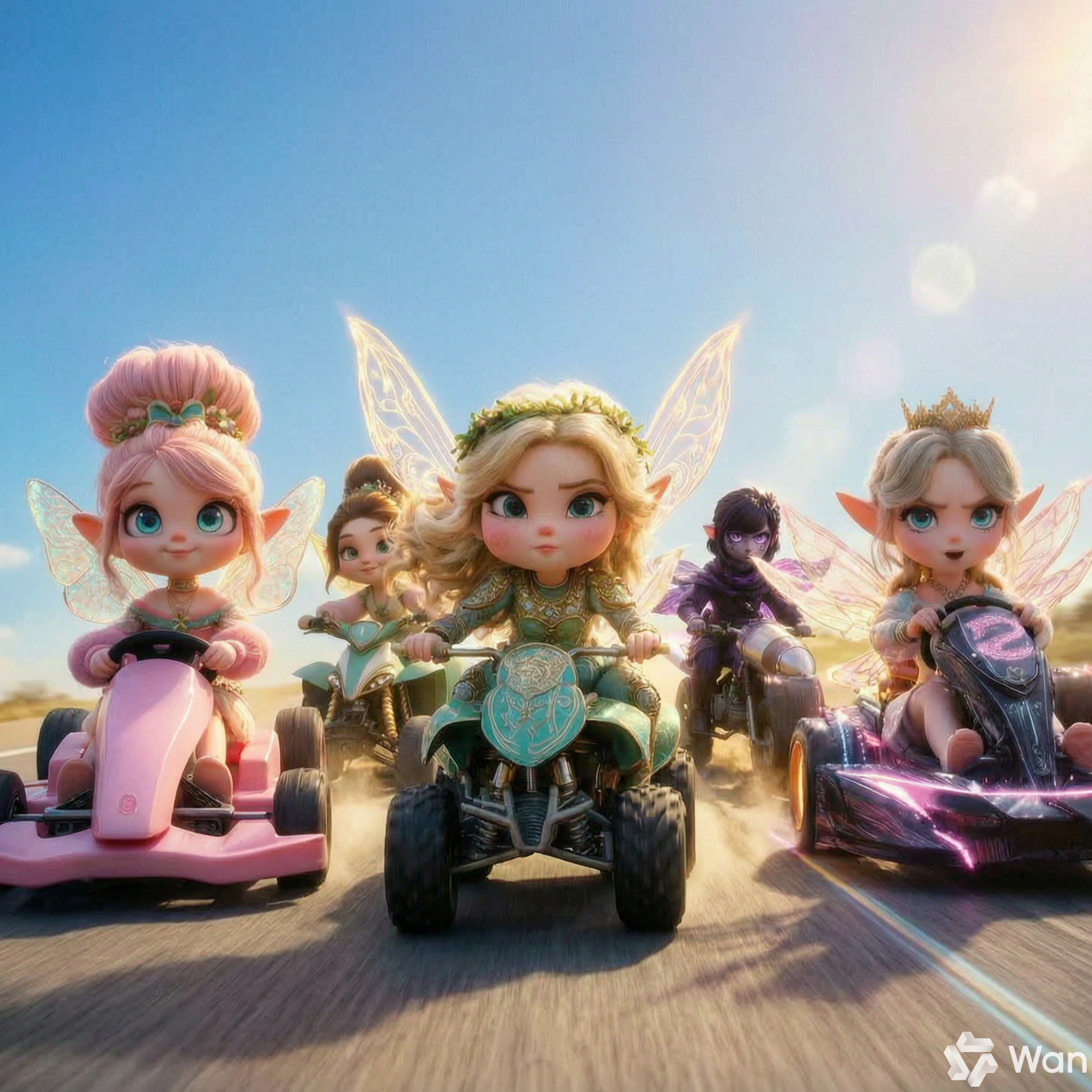 All fairy racing characters lineup in the sky